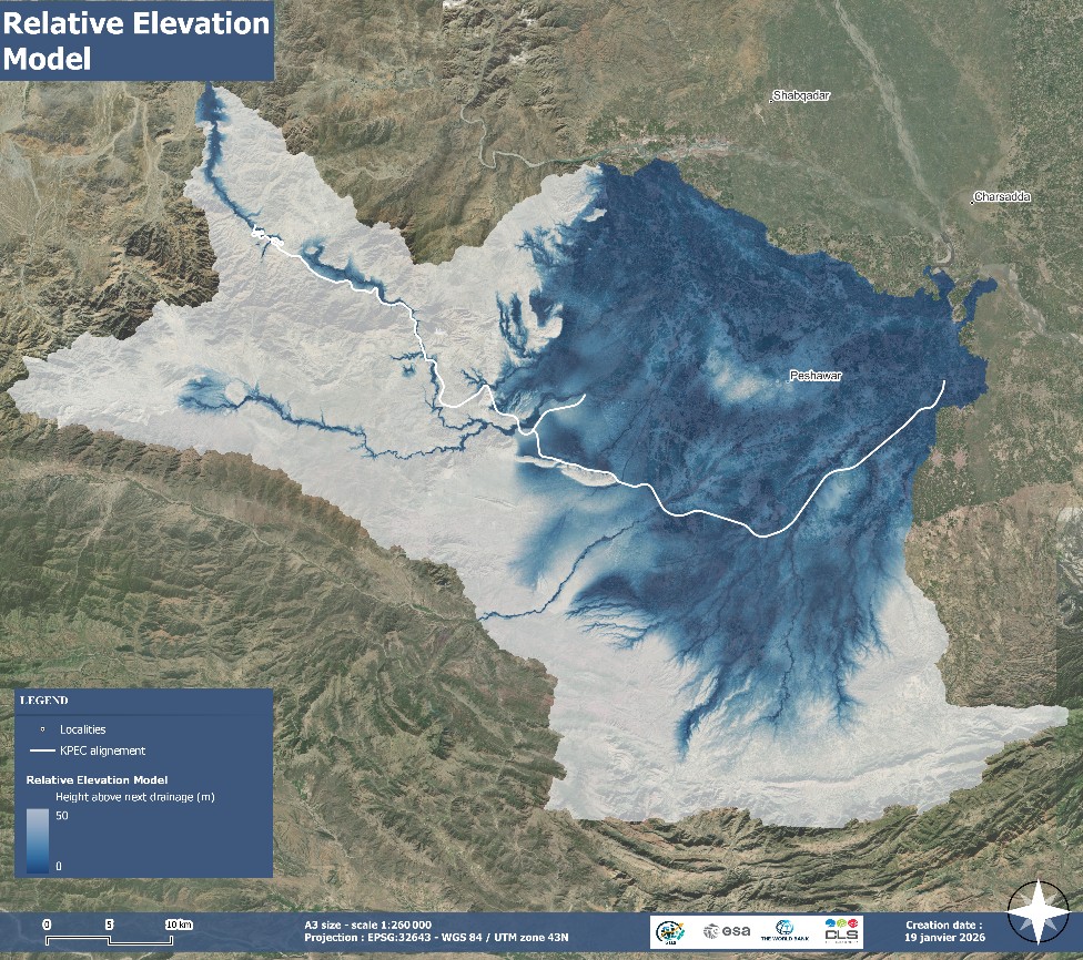 Elevation Model Showing Potential Flash-Flood