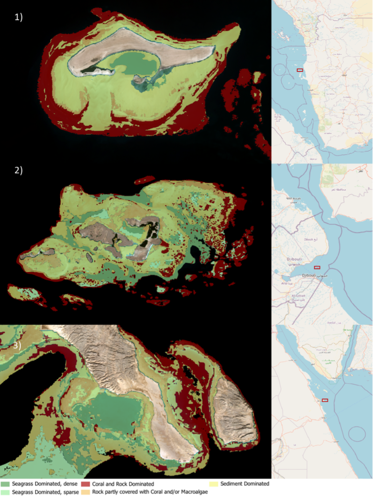 Maps showing seafloor classification.